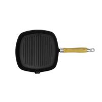 VidaXL Grillpan met houten handvat gietijzer 20x20 cm - thumbnail