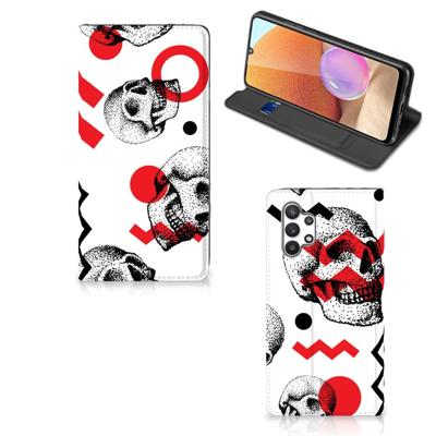 Mobiel BookCase Samsung Galaxy A32 4G | A32 5G Enterprise Editie Skull Red Mobiel BookCase Samsung Galaxy A32 4G | A32 5G Enterprise Editie Skull Red
