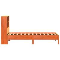Bed met boekenkast zonder matras grenenhout wasbruin 75x190 cm - thumbnail