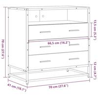 Ladekast 70x41x70 cm bewerkt hout zwart - thumbnail