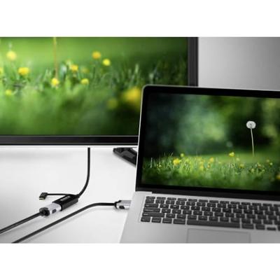 SpeaKa Professional SP-9015340 HDMI Adapterkabel [1x HDMI-bus - 1x USB-C stekker] Zwart Afscherming gevlochten 15.00 cm