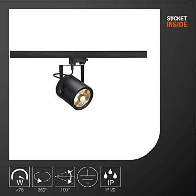 SLV EURO SPOT 230V-railsysteem lamp GU10 Zwart SLV EURO SPOT 230V-railsysteem lamp GU10 Zwart
