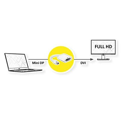 ROLINE Mini DisplayPort-DVI Adapter, Mini DP M - DVI F