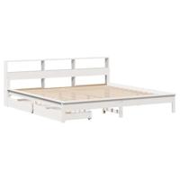 Bed met boekenkast zonder matras grenenhout wit 180x200 cm - thumbnail