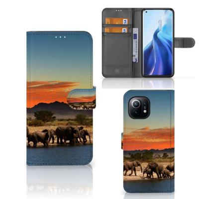Xiaomi Mi 11 | Telefoonhoesje | Met pasjeshouder | Olifanten Xiaomi Mi 11 | Telefoonhoesje | Met pasjeshouder | Olifanten