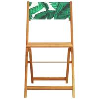 3-delige Bistroset bladpatroon stof en massief hout - thumbnail
