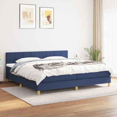 Boxspring met matras stof blauw 200x200 cm