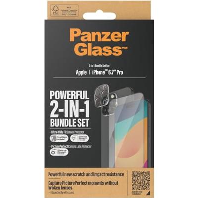 PanzerGlass 2-in-1-Pack B1137+2812 Screenprotector (glas) Apple iPhone 15 Pro Max 1 stuk(s)