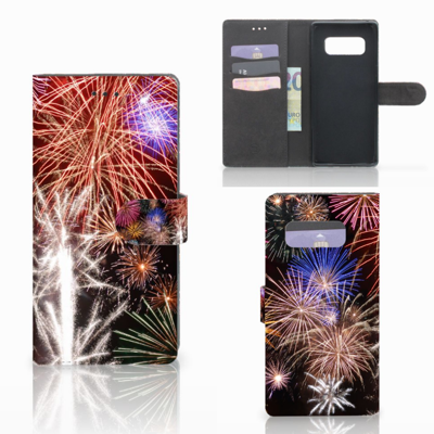 Samsung Galaxy Note 8 Wallet Case met Pasjes Vuurwerk Samsung Galaxy Note 8 Wallet Case met Pasjes Vuurwerk