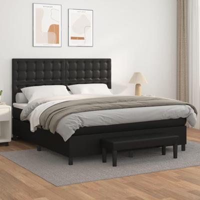 Boxspring met matras kunstleer zwart 180x200 cm