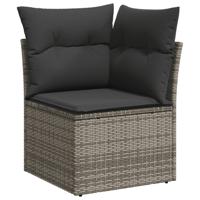 8-delige Loungeset met kussens poly rattan grijs - thumbnail