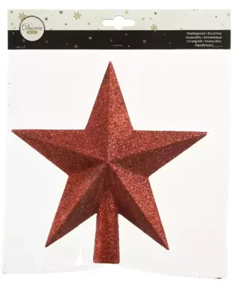 Piek plastic ster glitter diameter 19 cm kerstrood KSD - Ksd