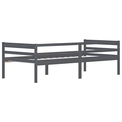 Bedframe massief grenenhout donkergrijs 90x200 cm