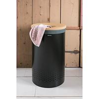 Brabantia Wasbox - 60 liter - kurkendeksel - uitneembare waszak - mat zwart 120022 - thumbnail