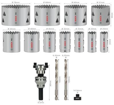 Bosch Accessoires PRO Multi Material Q-Lock adapterset voor gatzagen | 15-delig - 2608901549 Bosch Accessoires PRO Multi Material Q-Lock adapterset voor gatzagen | 15-delig - 2608901549