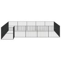 Hondenkennel 20 panelen gepoedercoat staal zwart - thumbnail