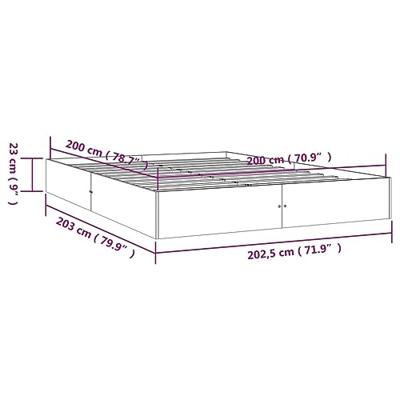 Bedframe zonder matras massief hout 200x200 cm