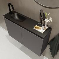 MONDIAZ TURE 80cm toiletmeubel dark grey. EDEN wastafel urban links 1 kraangat - thumbnail