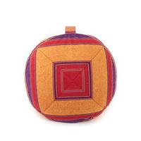 Yogi & Yogini Meditatiekussen Rond Katoen Oranje - Patroon Rood - 33 x 17 cm - thumbnail