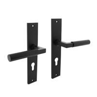 Intersteel Deurkruk Bau-Stil op schild profielcilinder 72mm - mat zwart - thumbnail