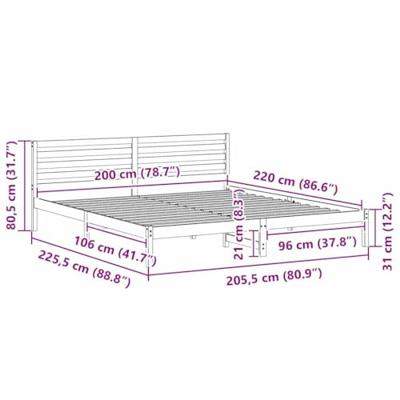 Bedframe Wasbruin 200 x 220 cm Massief grenenhout Bedframe Wasbruin 200 x 220 cm Massief grenenhout