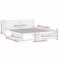 Bedframe met hoofdeinde Bruin 200 x 220 cm Massief grenenhout - thumbnail