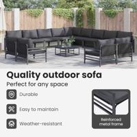 Tuinbankenset met kussen 13 pcs Zwart Staal - thumbnail