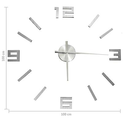 VidaXL 3d-wandklok modern xxl 100 cm zilverkleurig VidaXL 3d-wandklok modern xxl 100 cm zilverkleurig