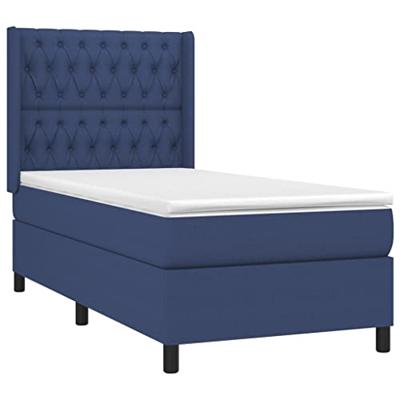 Boxspring met matras en LED stof blauw 100x200 cm