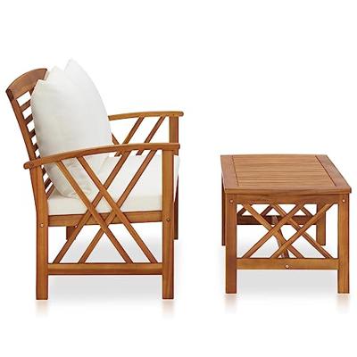 2-delige Loungeset met kussens massief acaciahout - thumbnail