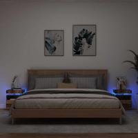 Nachtkastjes met LED-verlichting 2 st 40x39x48,5 cm oud hout - thumbnail