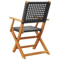 Tuinstoelen 2 st massief acaciahout en poly rattan zwart - thumbnail