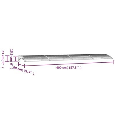 VidaXL Deurluifel 400x75 cm polycarbonaat zwart en transparant VidaXL Deurluifel 400x75 cm polycarbonaat zwart en transparant