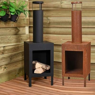 ProGarden vuurhaard met schoorsteen 100 cm zwart