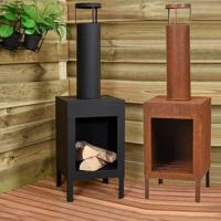 ProGarden vuurhaard met schoorsteen 100 cm zwart - thumbnail