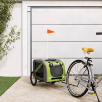 VidaXL Hondenfietstrailer oxford stof en ijzer groen en grijs - thumbnail