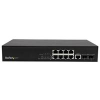 StarTech.com 10-poorts L2 beheerde Gigabit Ethernet Switch met 2 open SFP-slots, rack monteerbare netwerkkabelswitch - thumbnail
