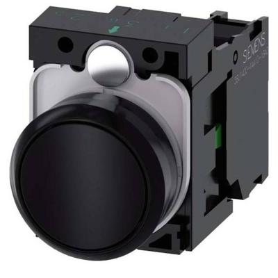 Siemens 3SU1100-0AB10-1BA0 - Drukknopschakelaar, 22 mm, rond, kunststof, zwart, gekleurd, metaal
