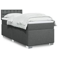 Boxspring met matras stof donkergrijs 90x190 cm - thumbnail