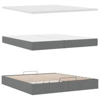 Ottoman bed met matrassen 200x200cm stof donkergrijs - thumbnail