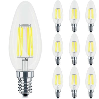 Voordeelpak 10x LED Lamp E14 Kaars Filament - Brinton - Helder 4W 470lm - 830 Warm Wit 3000K - C35 - CLR - Dimbaar | Vervangt 40W