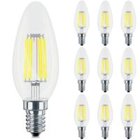 Voordeelpak 10x LED Lamp E14 Kaars Filament - Brinton - Helder 4W 470lm - 830 Warm Wit 3000K - C35 - CLR - Dimbaar | Vervangt 40W - thumbnail