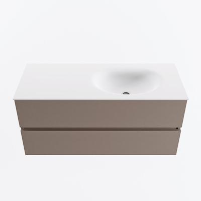 MONDIAZ VICA 110cm badmeubel onderkast Smoke 2 lades. Wastafel MOON rechts 1 kraangat, kleur Talc.