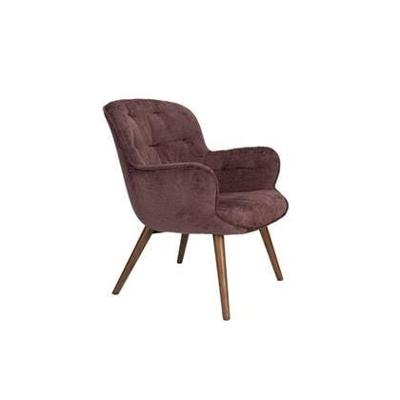 Dutchbone Fauteuil 'Lenn' Velvet, kleur Plum