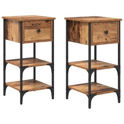Nachtkastje met lade 2 pcs Bruin 33,5 x 36 x 70 cm