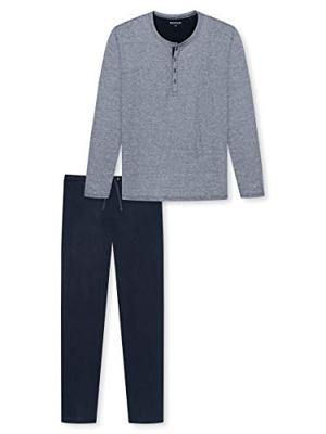 Schiesser Pyjama jeans blauw met knoopjes