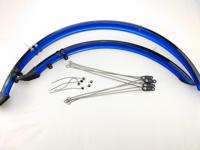 Spatbordset zwart/blauw + stang - thumbnail