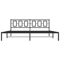 Bedframe met hoofdbord metaal zwart 193x203 cm - thumbnail