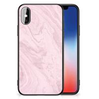 iPhone X | Xs Marmeren Print Telefoonhoesje Marble Pink - Origineel Cadeau Vriendin - thumbnail
