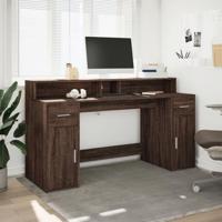 Bureau met LED-verlichting 160x55x91 cm hout bruin eikenkleurig - thumbnail